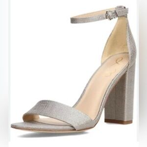 New! Sam Edelman Yaro Ankle Strap Block Heel Sandal‎ in Pewter Metallic Sz 9